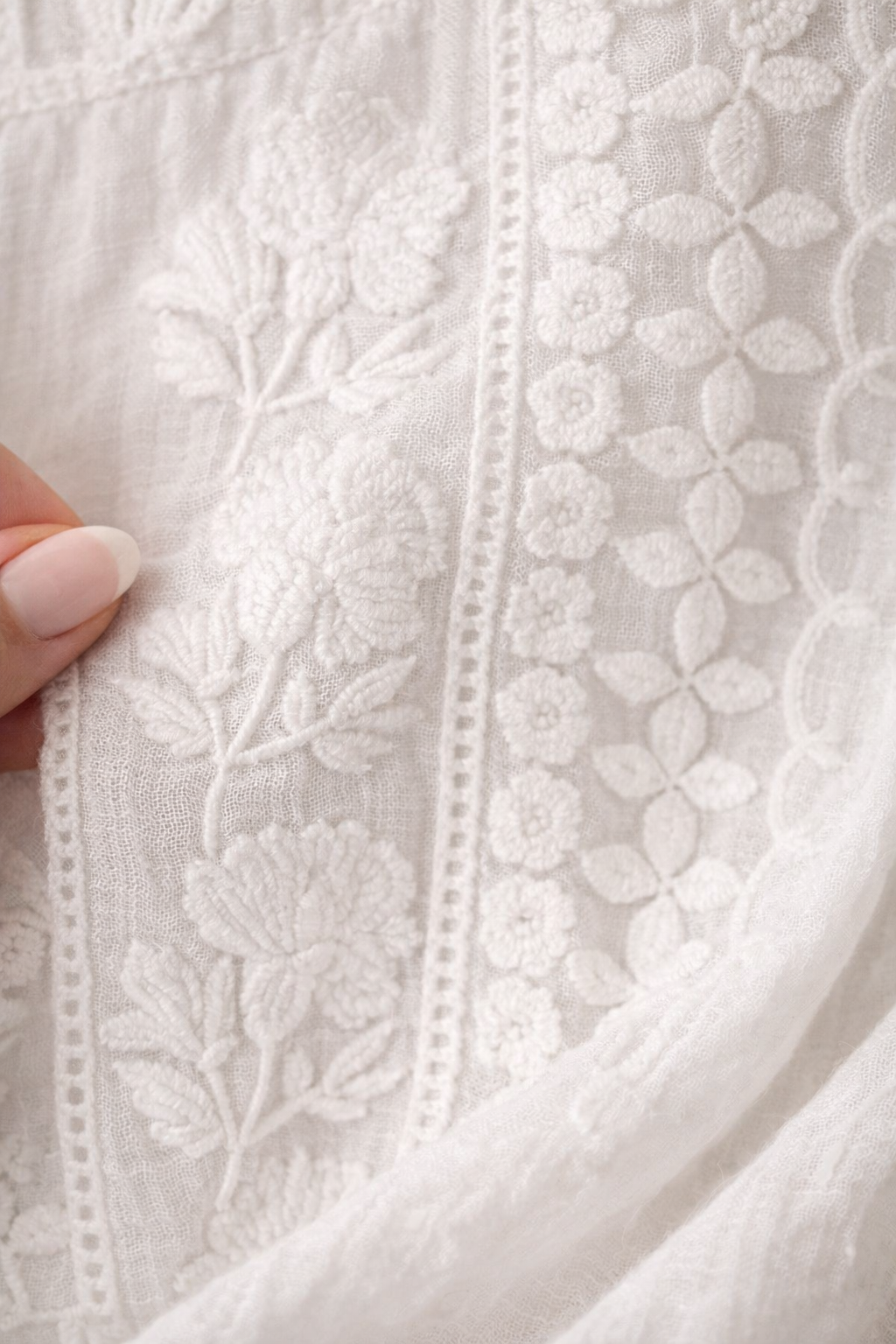Floral white blouse for women from Christine Brewer's Isla collection, featuring lightweight fabric and delicate floral patterns.