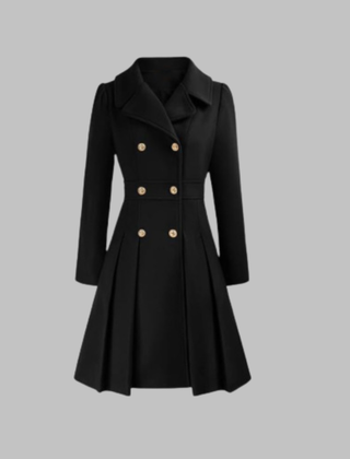 Christine Brewer Dami Classy double button long sleeve coat with tailored fit and elegant design, shown in the image.