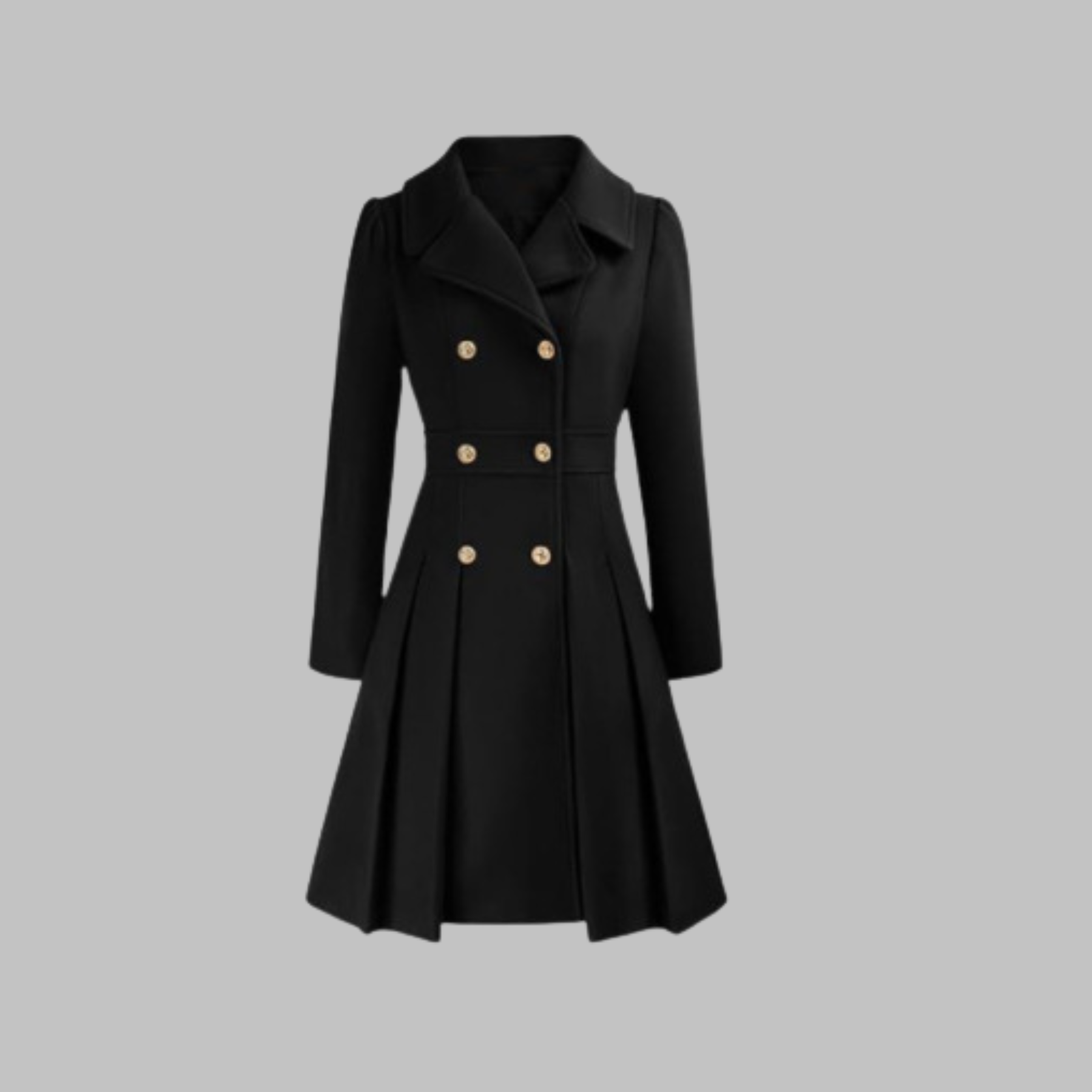Christine Brewer Dami Classy double button long sleeve coat with tailored fit and elegant design, shown in the image.