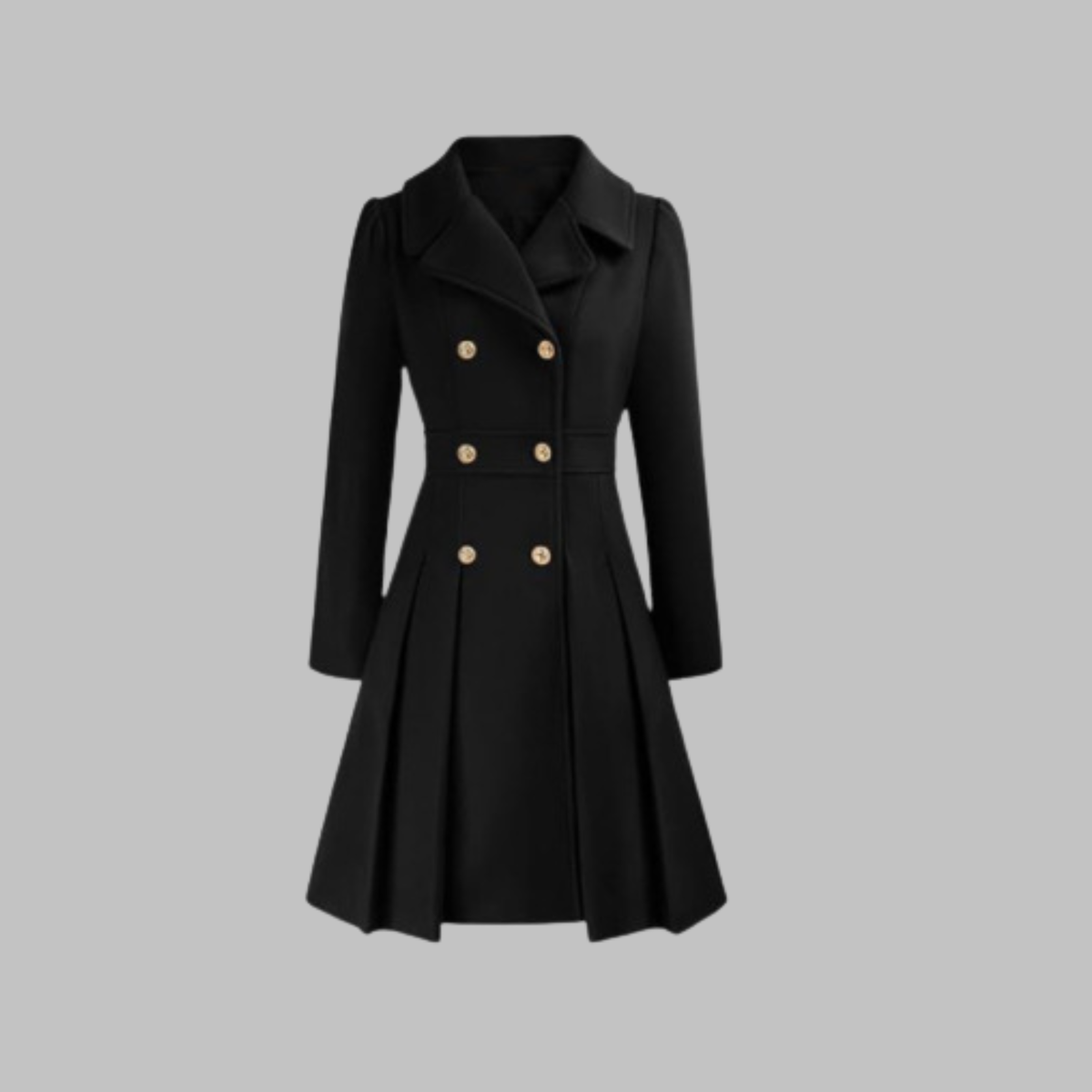 Christine Brewer Dami Classy double button long sleeve coat with tailored fit and elegant design, shown in the image.
