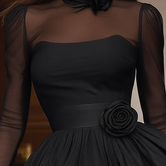 Black women's dress by Christine Brewer featuring a stylish, elegant design with a fitted silhouette and classic length.