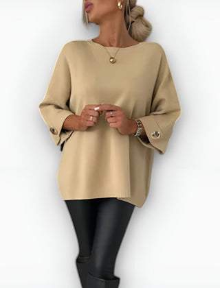 Noelle knit sweater for women by Christine Brewer featuring a cozy, stylish design in soft fabric.