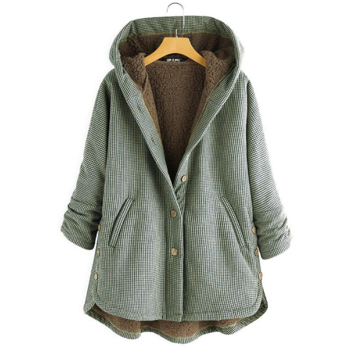 Dolores | Plaid Hooded Button-Front Fleece Jacket for Women