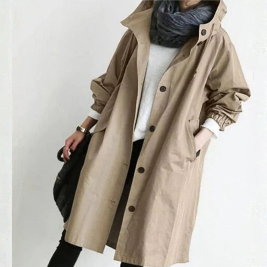Bernadette | Longline Oversized Hooded Trench Coat for Women