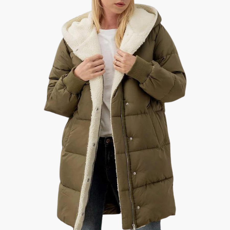 Dominique | Fleece Hooded Puffer Coat for Women
