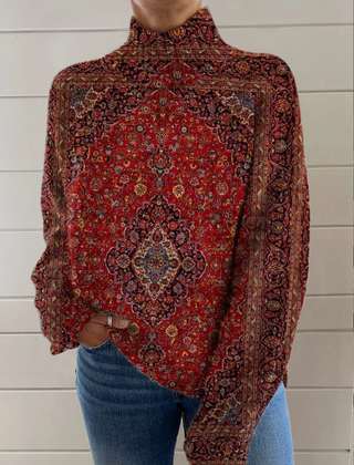 Christine Brewer Adele women's turtleneck graphic sweater featuring a stylish design, cozy knit, and vibrant print.
