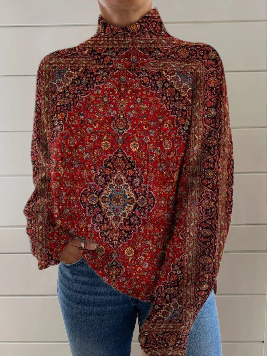 Christine Brewer Adele women's turtleneck graphic sweater featuring a stylish design, cozy knit, and vibrant print.