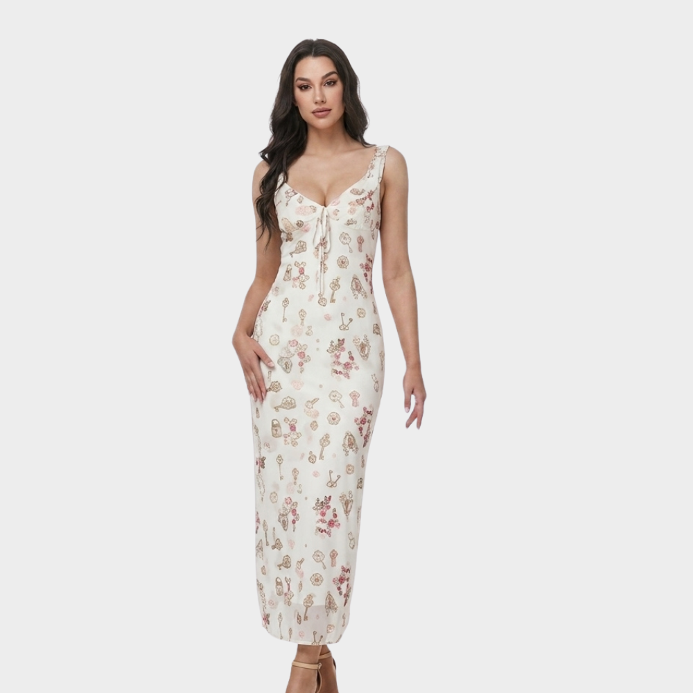 Evelyn | Wedding Guest Dress Maxi Dress Women Floral Ruffle Fitted Winter Fall Formal Cocktail