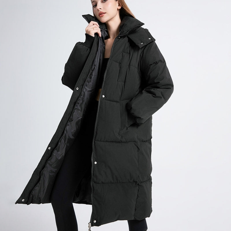Loretta | Black Quilted Hooded Puffer Coat for Women