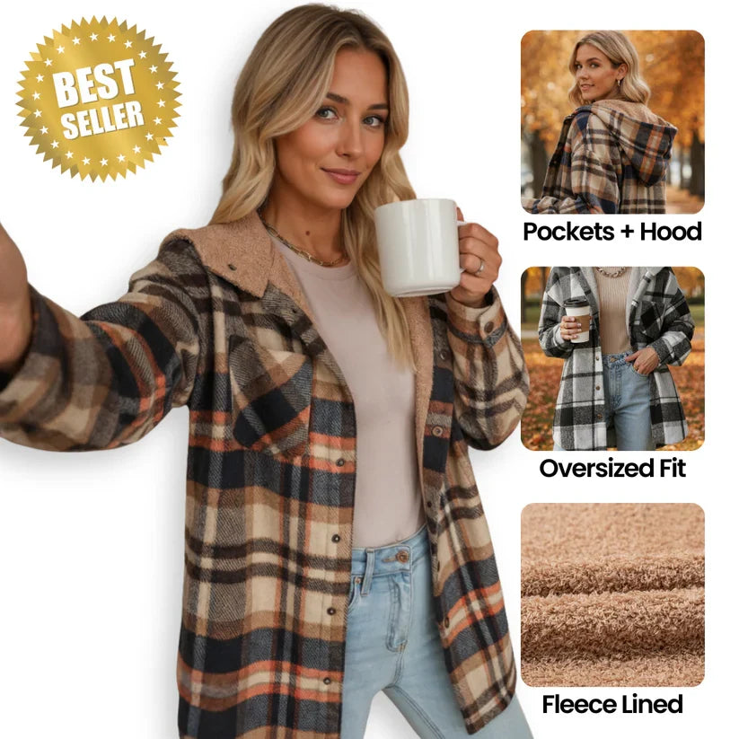 Estella | Plaid Hooded Teddy Coat for Women