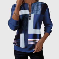 Christine Brewer Patricia half-zip women's sweater in soft knit fabric, featuring a stand collar and subtle color accents.