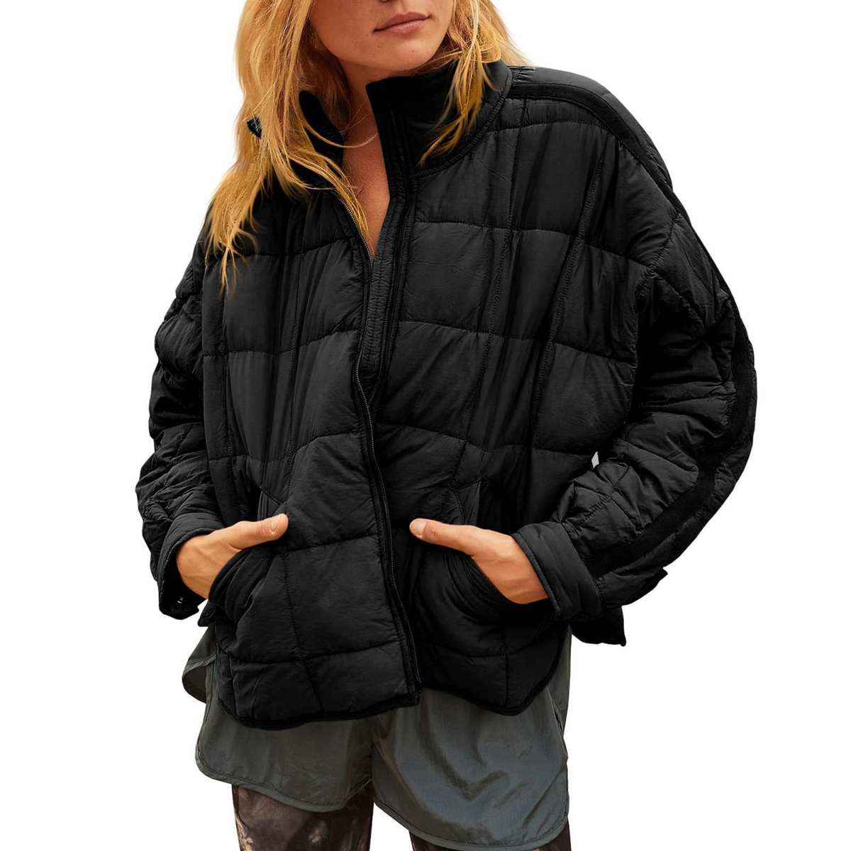 April | Puffer Jacket Puffer Coat Quilted Winter Warm Lightweight Packable Zip Up Padded Insulated