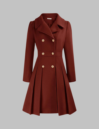 Christine Brewer Dami Classy Double Button Long Sleeve Coat, stylish navy coat with double front buttons and tailored fit.