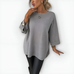 Noelle knit sweater for women by Christine Brewer, featuring a cozy, textured knit fabric and a stylish, relaxed fit.