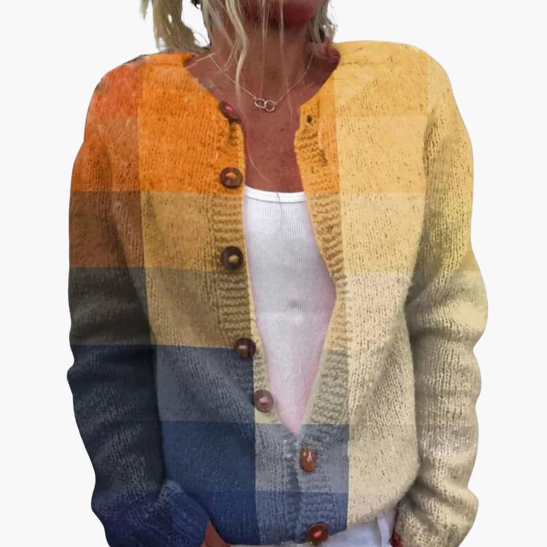 Darlene | Ribbed Floral Crew Neck Cardigan for Women