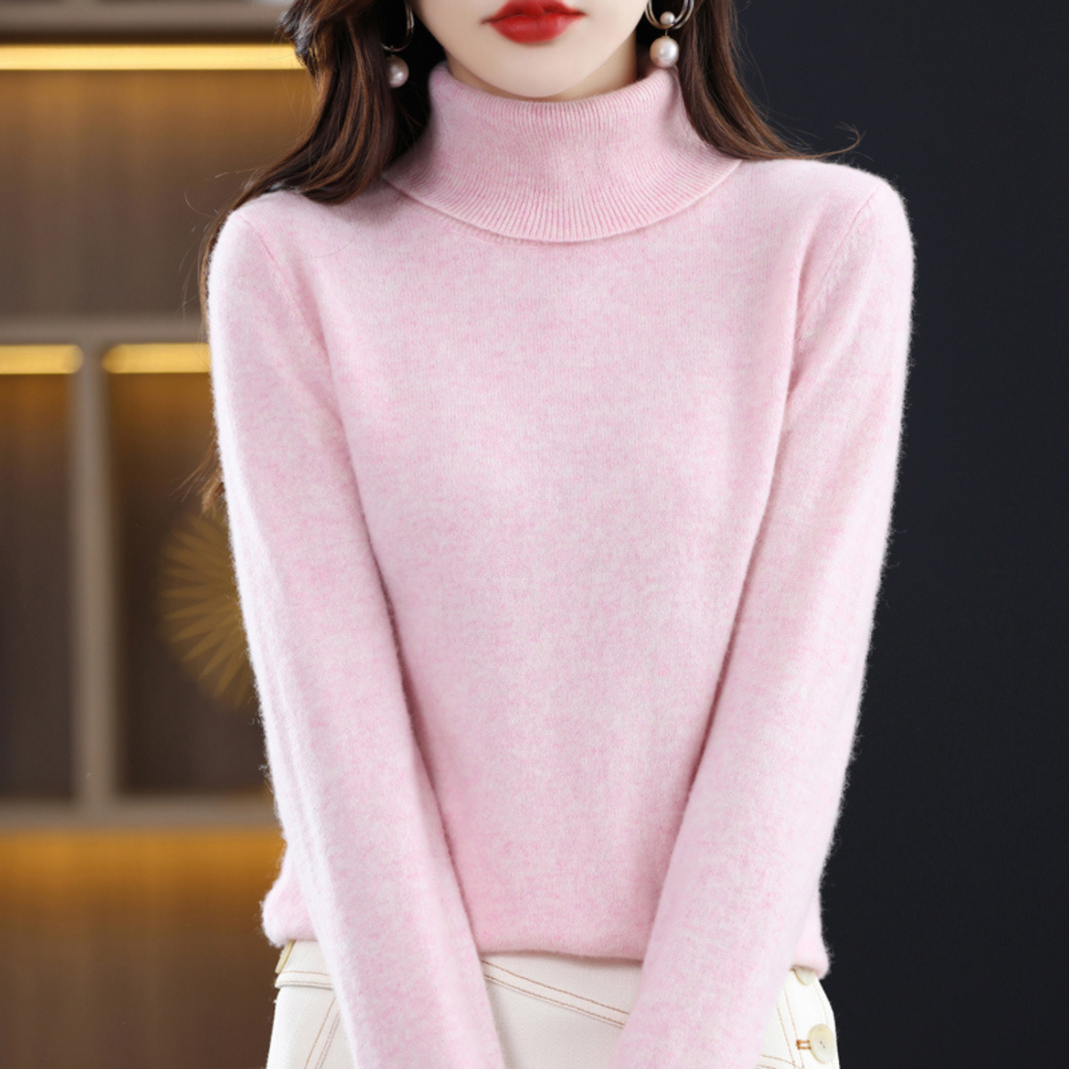 Delilah | Cashmere Sweater Turtleneck Knit Winter Warm Lightweight Slim Fit Pullover Fall