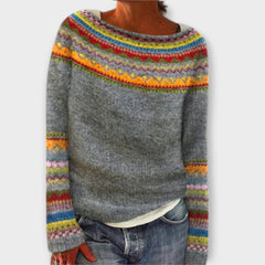 Ariana knit sweater for women by Christine Brewer, featuring a cozy, textured knit design in neutral tones.