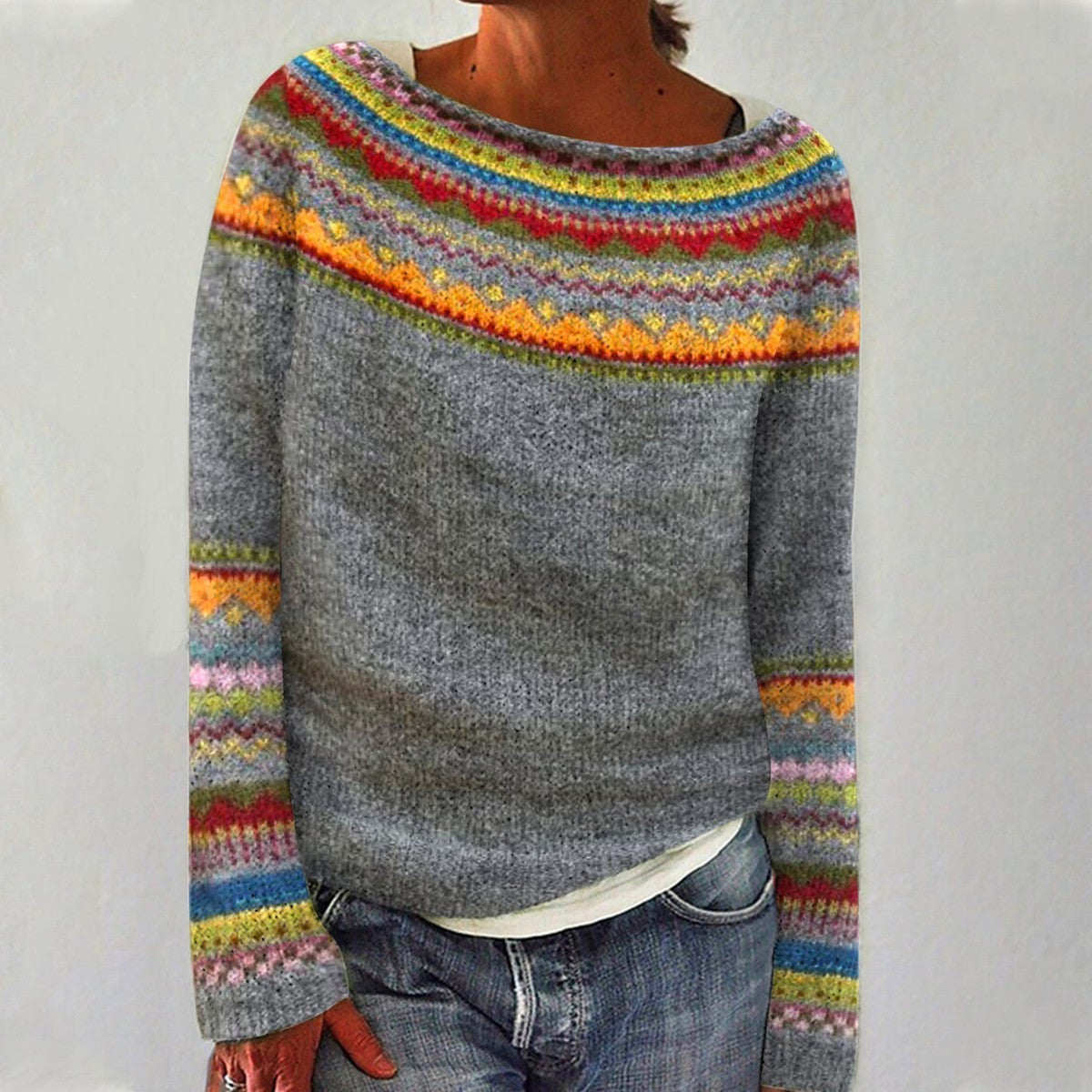 Christine Brewer Eleanor ribbed sweater in relaxed fit, versatile classic design with long sleeves and ribbed texture.
