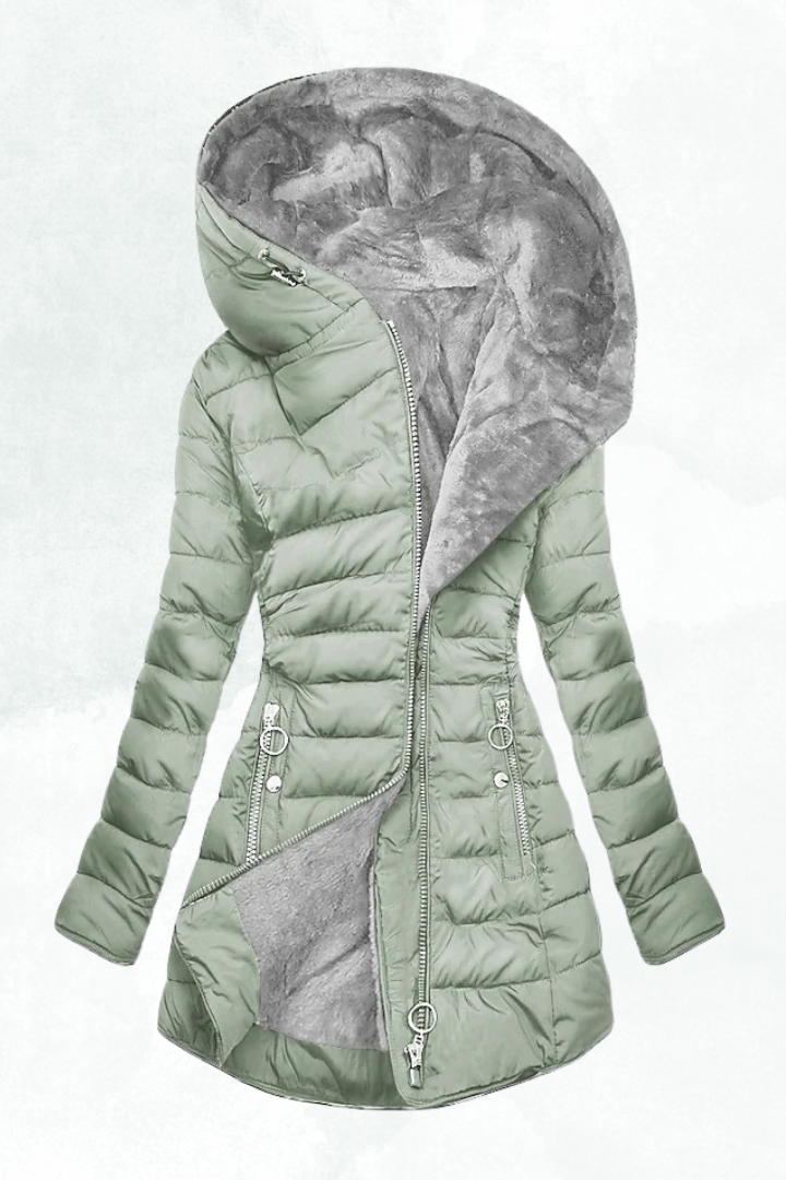 Zofia | Women's Puffer Coat Hooded Quilted Insulated Warm Zip-Up