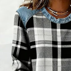 Christine Brewer Iris oversized patchwork sweatshirt, stylish and cozy hoodie with vibrant patchwork design and classic fit.
