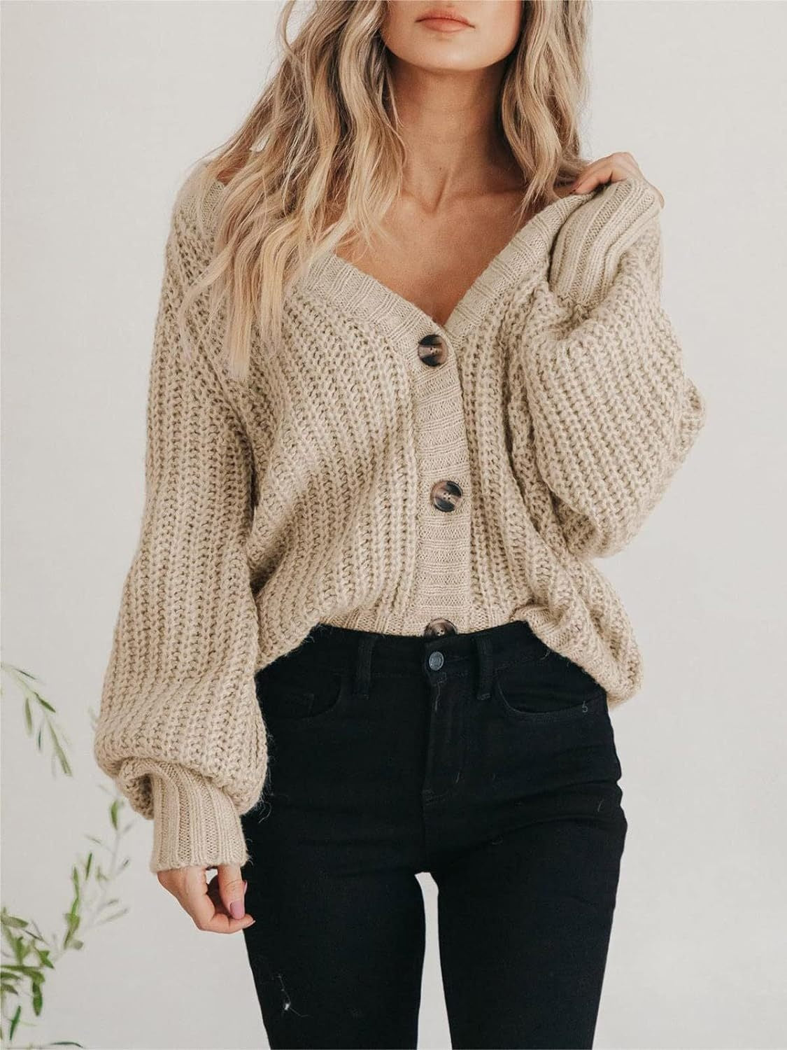 Christa | Chunky Knit V-Neck Cardigan for Women