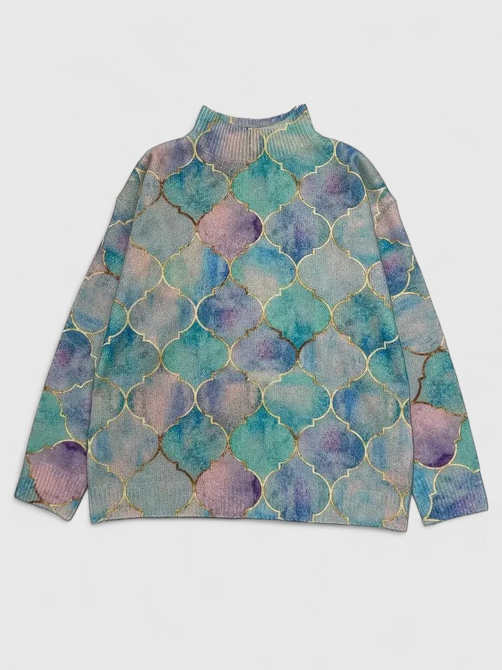 Women’s high neck sweater by Christine Brewer, featuring a cozy knit design and a fitted silhouette in a neutral color.