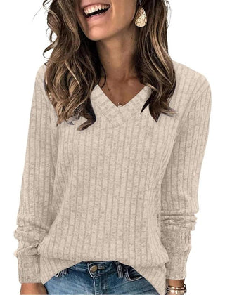 Susanna oversized V-neck sweater for women by Christine Brewer, shown in a cozy knit with a relaxed fit and deep V-neck style.