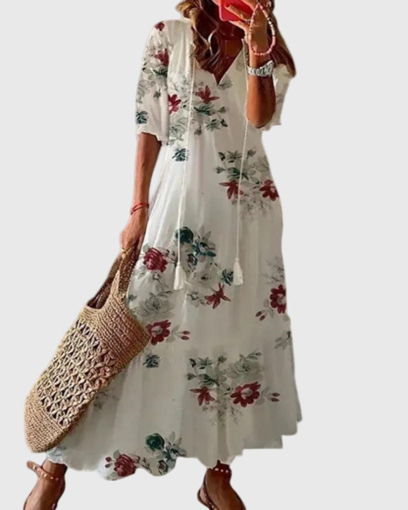 Amalia | Maxi Dress Women Boho V-Neck Summer Lightweight Flowy Printed Casual Vacation