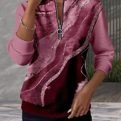 Women’s Florence graphic half-zip sweatshirt by Christine Brewer, featuring a stylish design and comfortable fit.