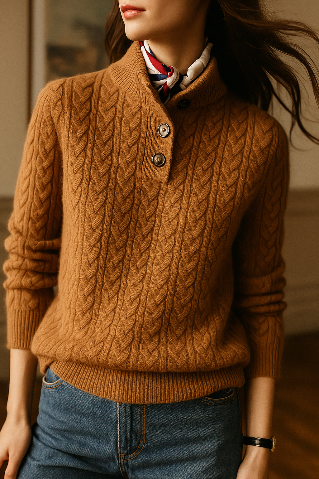 Florentine | Cable-Knit Button-Front Sweater for Women
