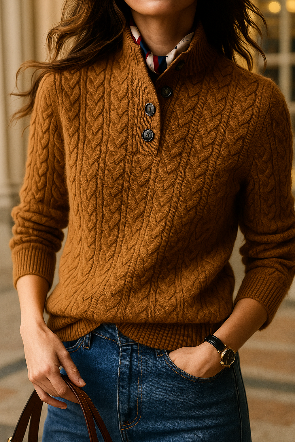 Florentine | Cable-Knit Button-Front Sweater for Women