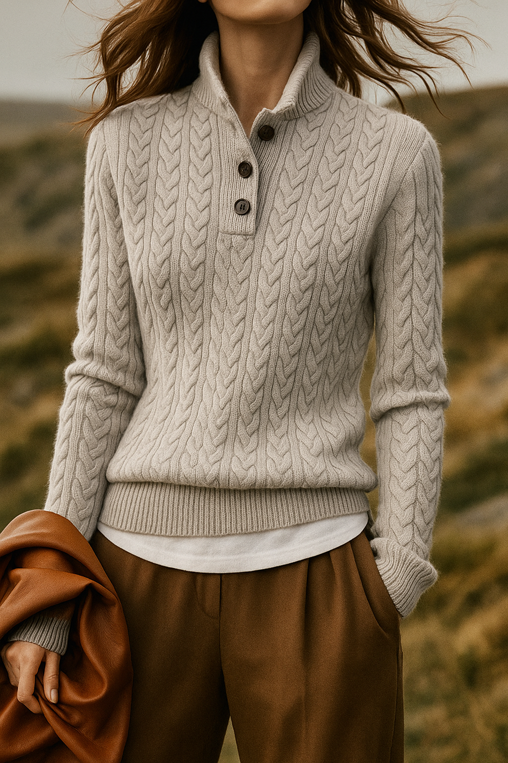 Florentine | Cable-Knit Button-Front Sweater for Women