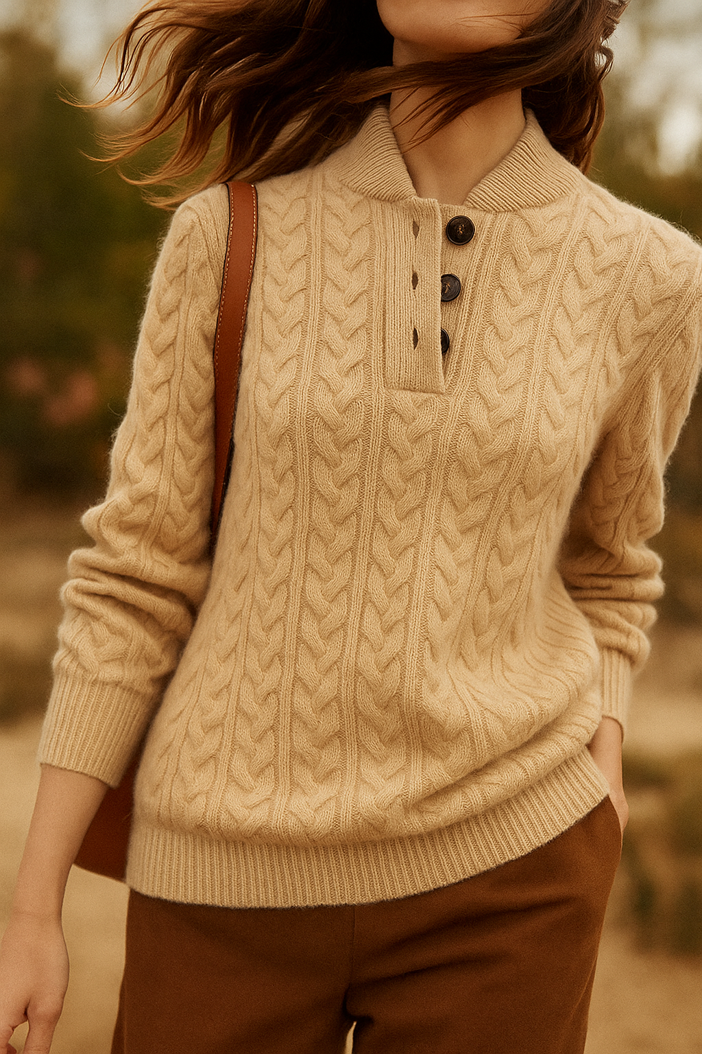 Florentine | Cable-Knit Button-Front Sweater for Women