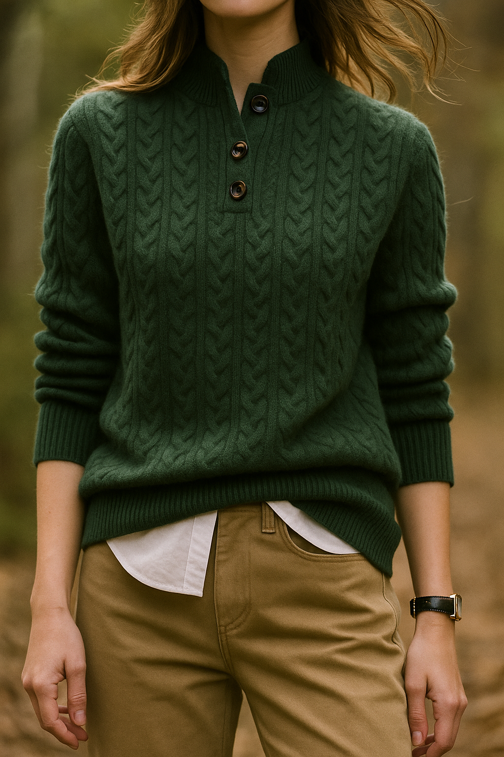 Florentine | Cable-Knit Button-Front Sweater for Women