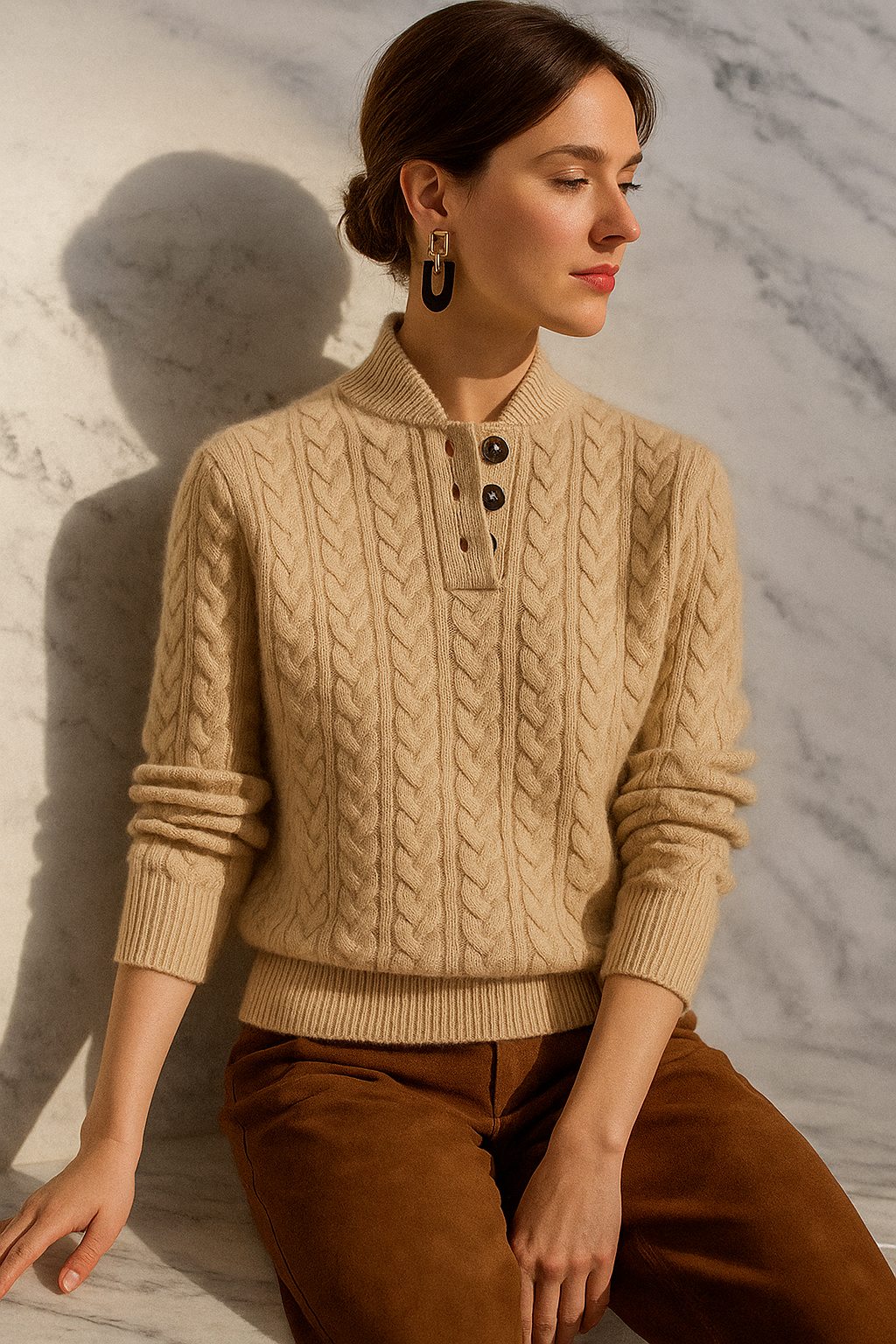 Florentine | Cable-Knit Button-Front Sweater for Women