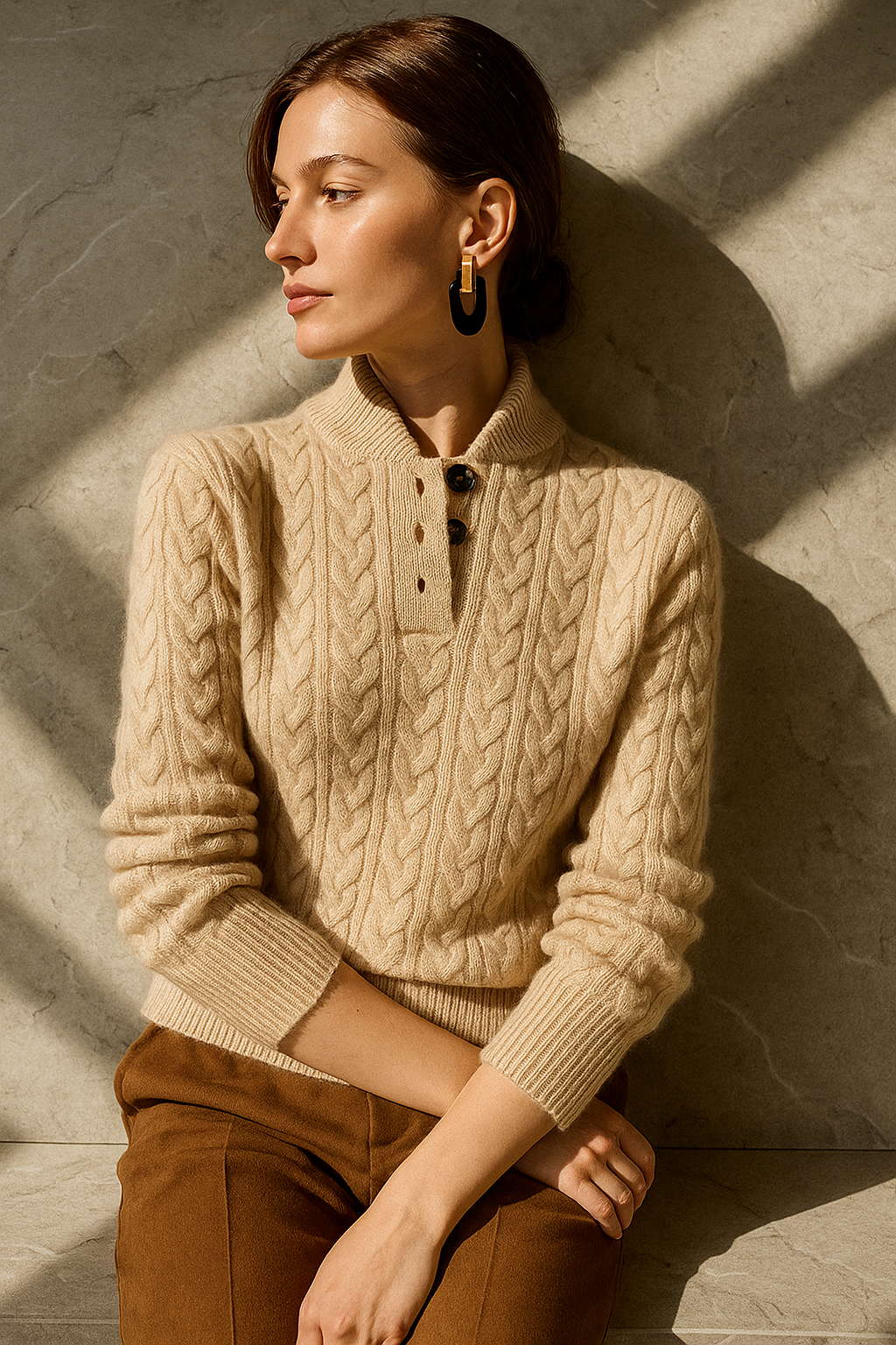 Florentine | Cable-Knit Button-Front Sweater for Women