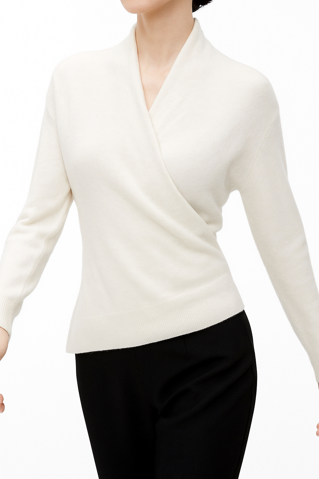 Women's cashmere V-neck sweater by Christine Brewer, showcasing a soft, elegant knit in a classic design.