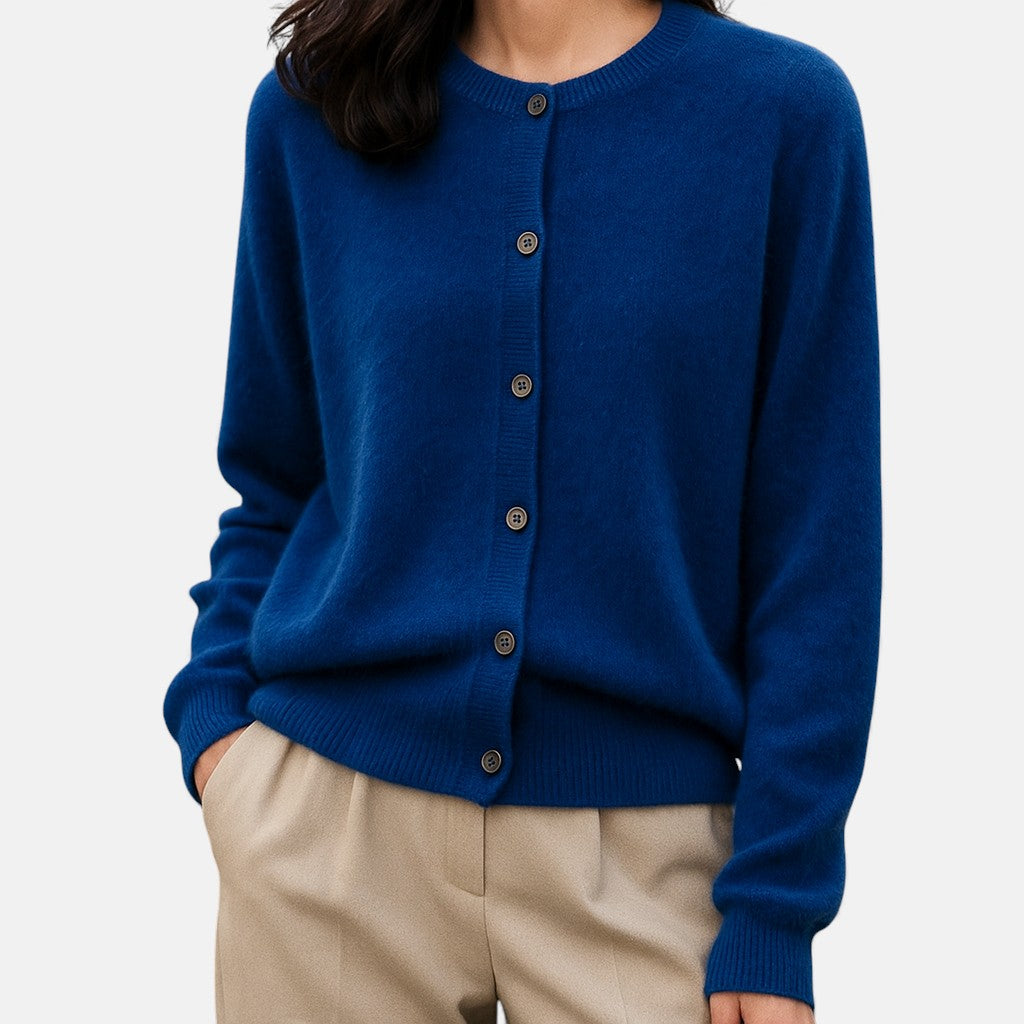 Christine Brewer Harper classic cashmere sweater in neutral color, showcasing soft knit fabric and elegant design.