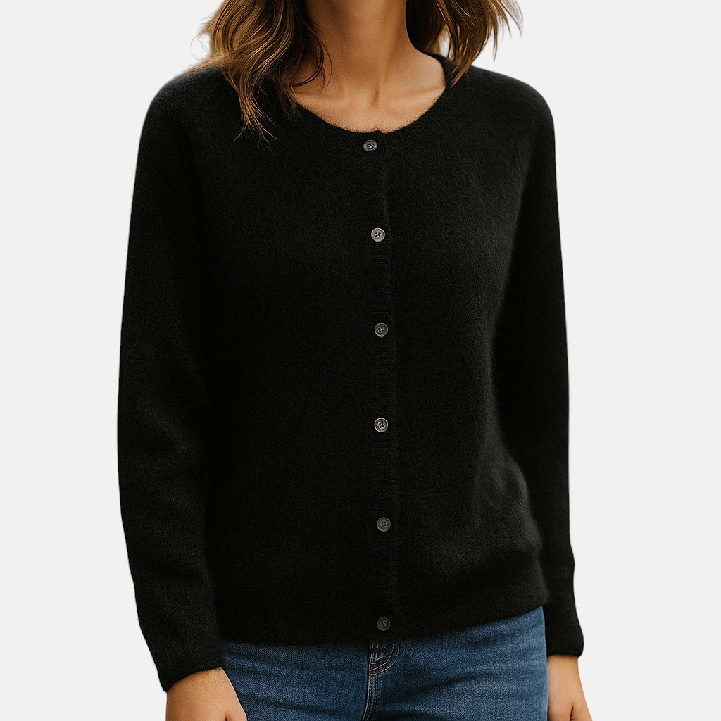 Elegant Christine Brewer Harper cashmere sweater in classic design with a soft, cozy knit, perfect for versatile everyday wear.
