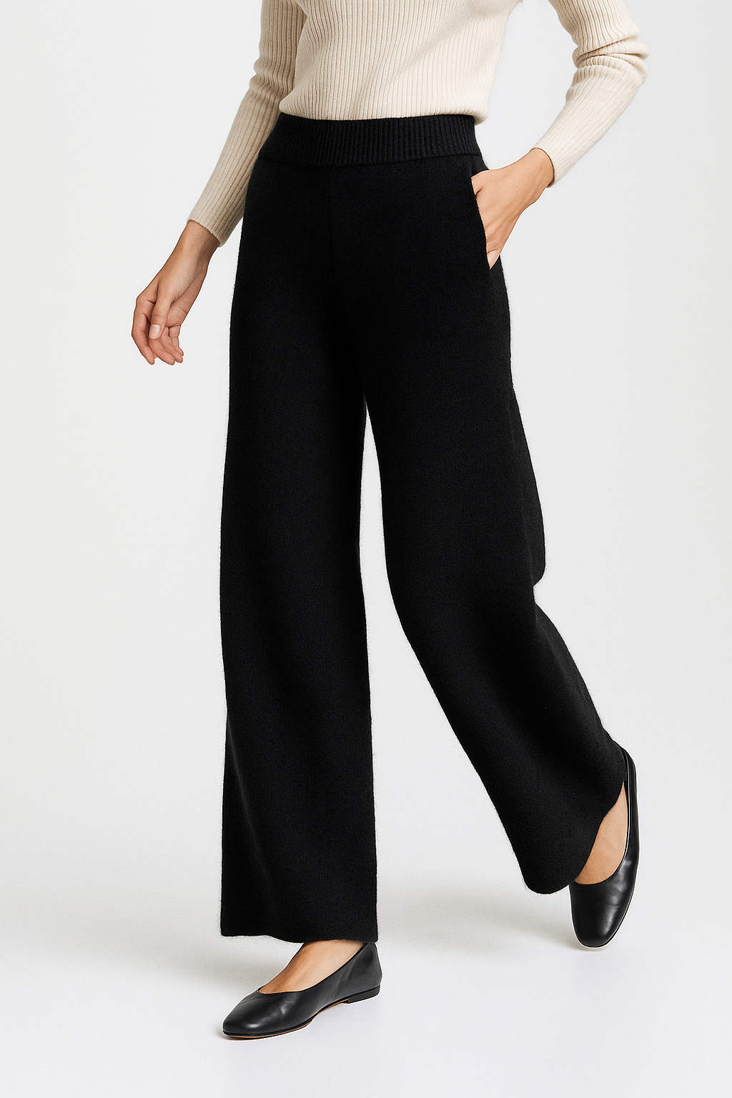 Women's loose pull-on jogger pants by Christine Brewer, soft cinematic cashmere fabric, relaxed fit and comfortable for everyday wear.