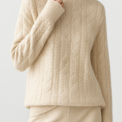 Christine Brewer Janet cashmere cable knit sweater for women, featuring a cozy, textured knit design and a classic fit.