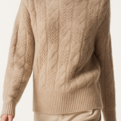 Christine Brewer Janet cashmere cable knit sweater for women, featuring a cozy textured knit and classic design.