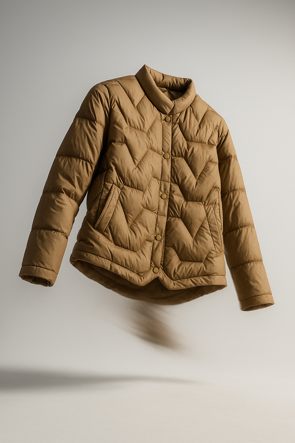 Christine Brewer Aurora short quilted puffer jacket for women, featuring a stylish floating illusion design.
