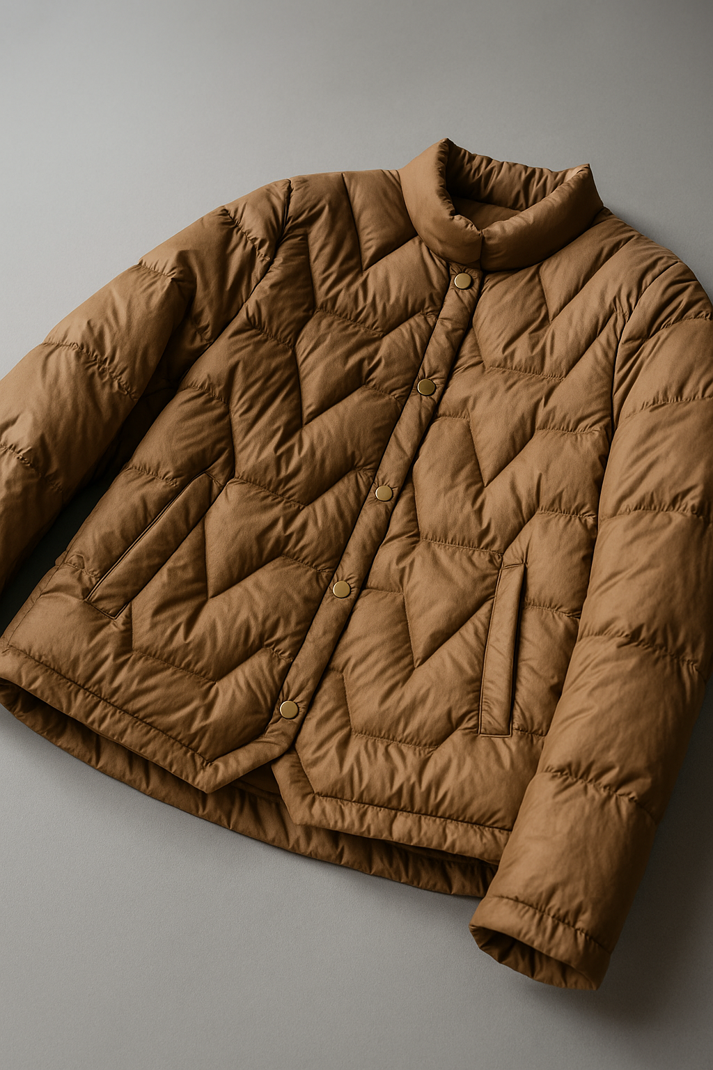 Women’s Aurora short quilted puffer jacket by Christine Brewer, stylish lightweight winter outerwear with a quilted design.