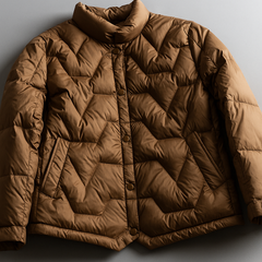 Women’s Aurora short quilted puffer jacket by Christine Brewer, stylish insulated outerwear with a quilted design and front zipper.