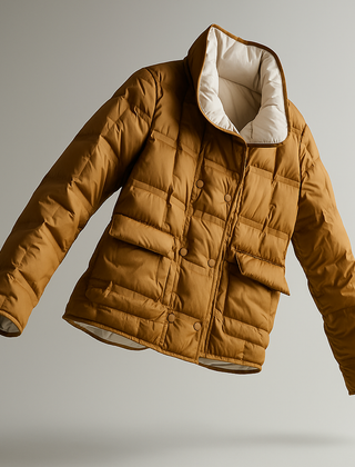 Sophia quilted puffer jacket for women by Christine Brewer, featuring a stylish quilted design and a cozy floating-inspired look.