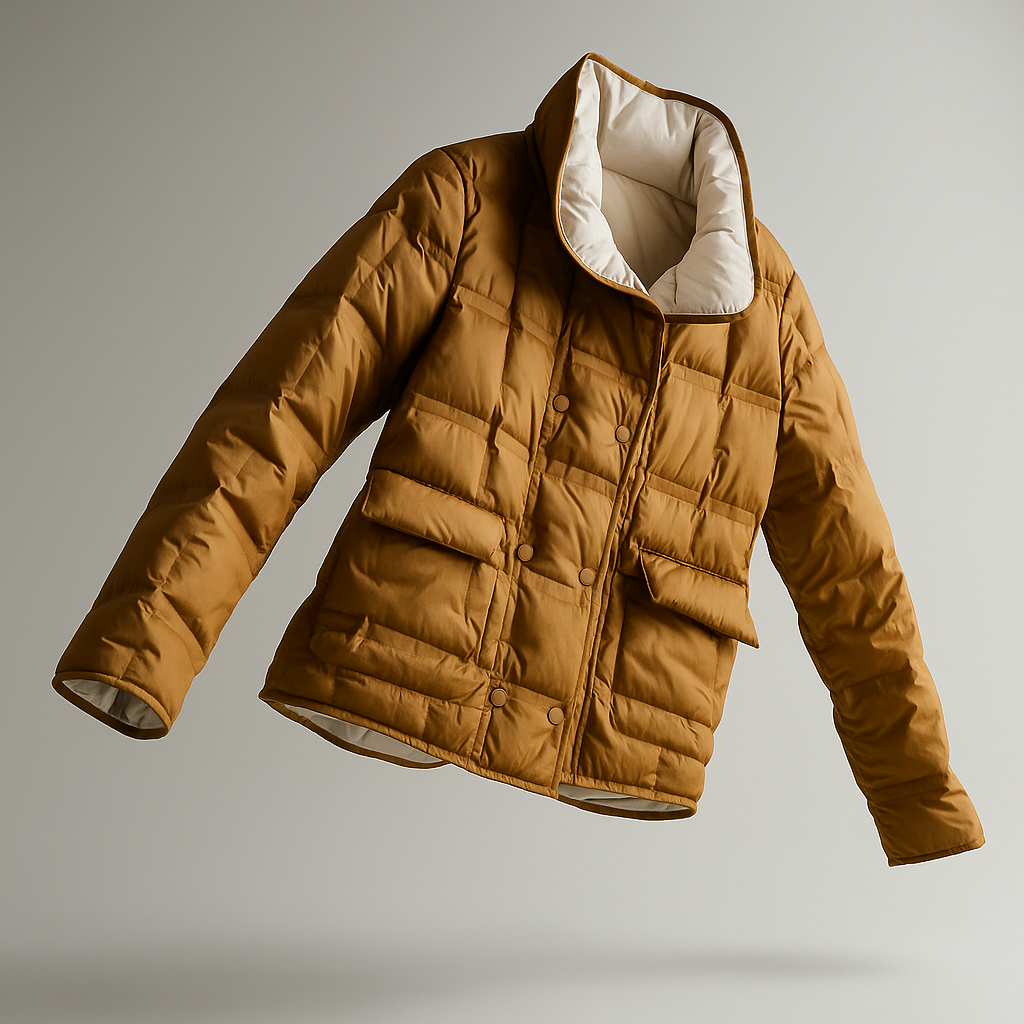 Sophia quilted puffer jacket for women by Christine Brewer, featuring a stylish quilted design and a cozy floating-inspired look.