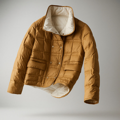 Sophia quilted puffer jacket for women by Christine Brewer, showcasing a stylish, insulated design with a high collar and quilted pattern.