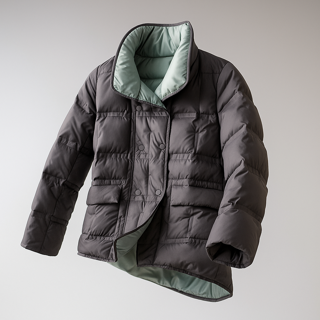 Sophia quilted puffer jacket for women by Christine Brewer, shown in a stylish, padded design perfect for cold weather.