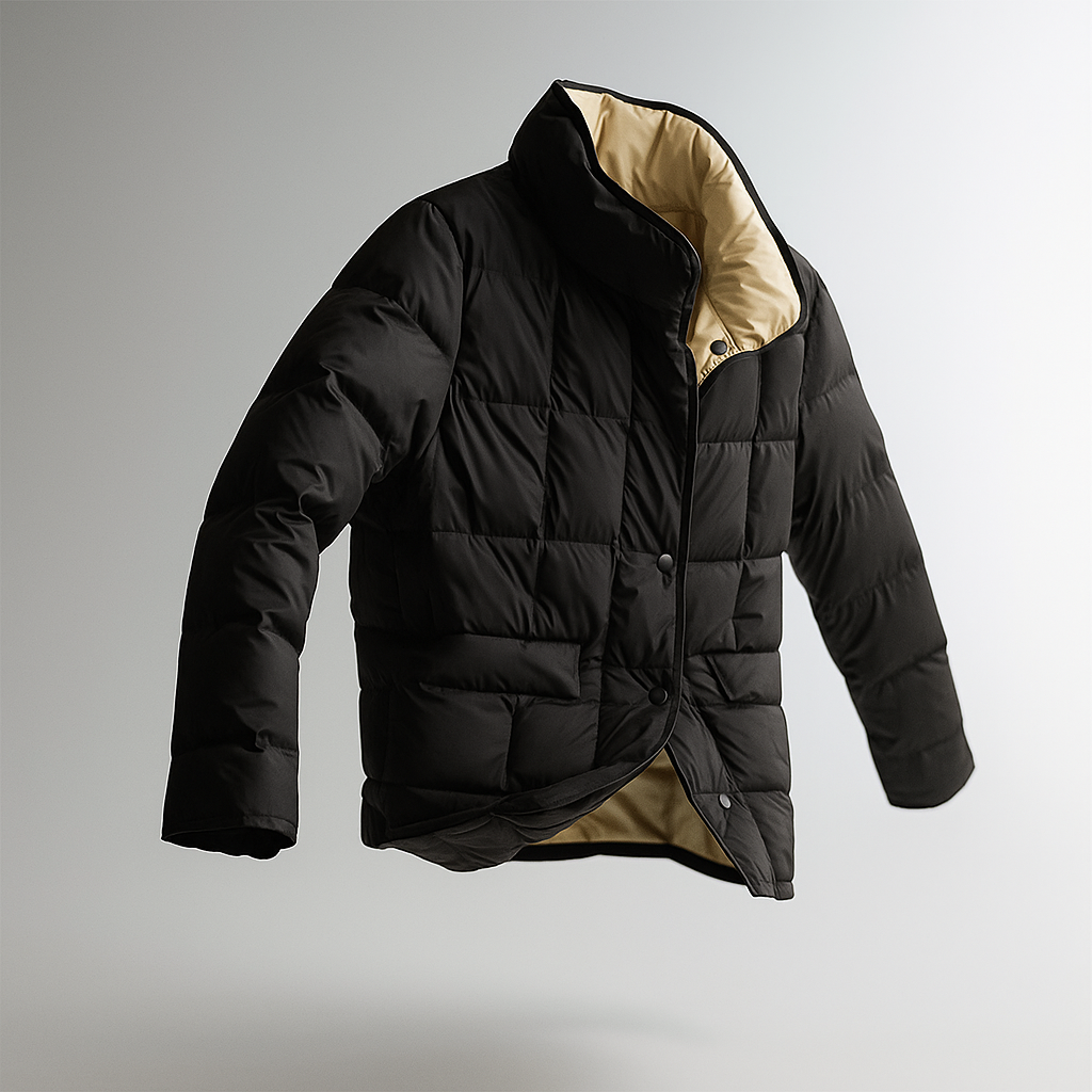 Sophia quilted puffer jacket for women by Christine Brewer, featuring a stylish floating design and elegant quilted pattern.